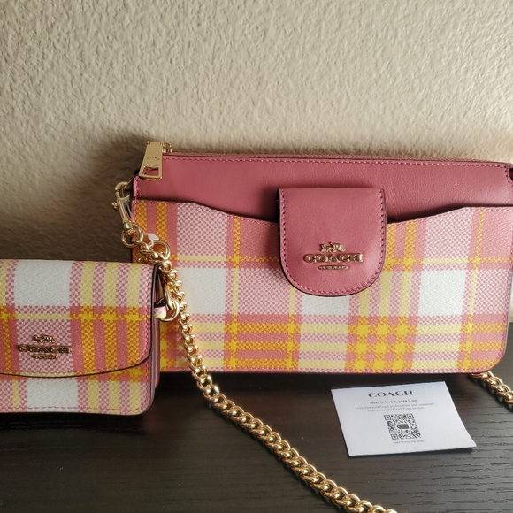 Coach Poppy Crossbody With Card Case With Garden Plaid Print - Picture 9 of 15